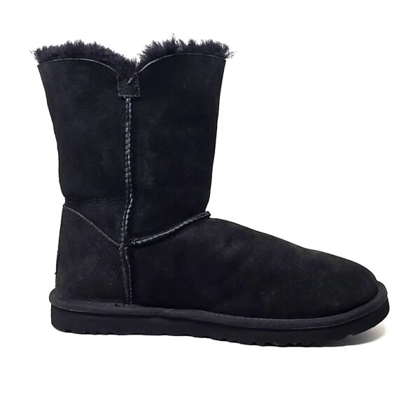 Ugg Azalea Charms Black Suede Short Shearling Sherpa Bootie Boot Women's Size 9 - Picture 8 of 12